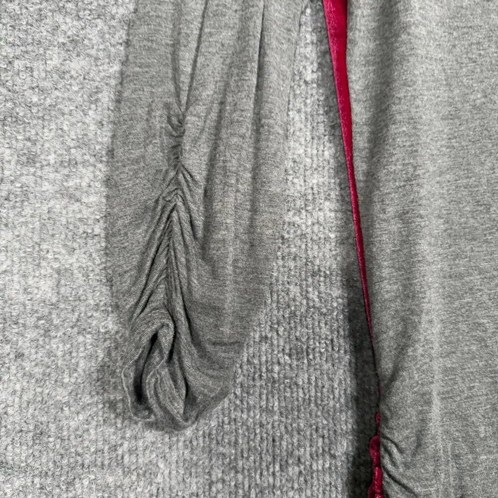 Sundance Size Medium Dulcet Tones Velour‎ Top Red Gray Colorblock Ruched Sleeves - Picture 5 of 8